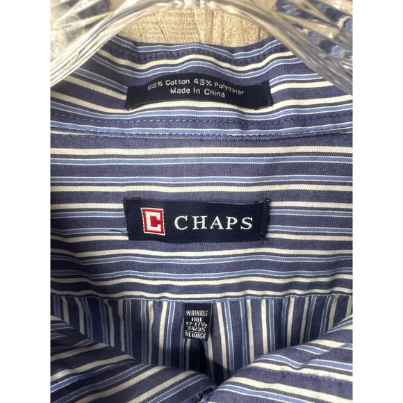 Chaps Mens Blue White Striped Button Down Collared Shirt Long Sleeve Size Large - Picture 4 of 6